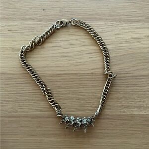 Vintage Gold Tone Chain Necklace with Textured Spike Accent